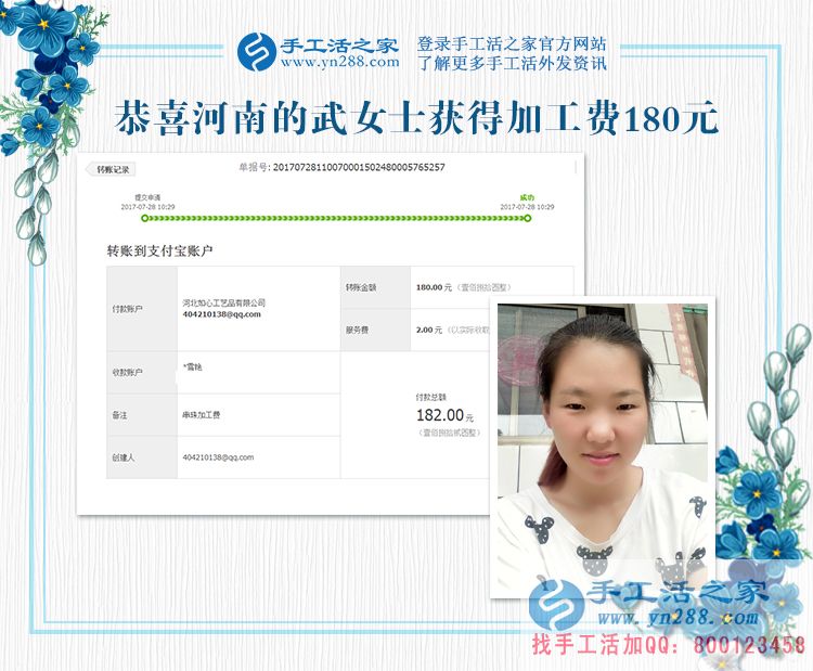 帶著孩子做手工活，河南的武女士通過珠繡畫手工活賺夠了孩子的奶粉錢(圖1)
