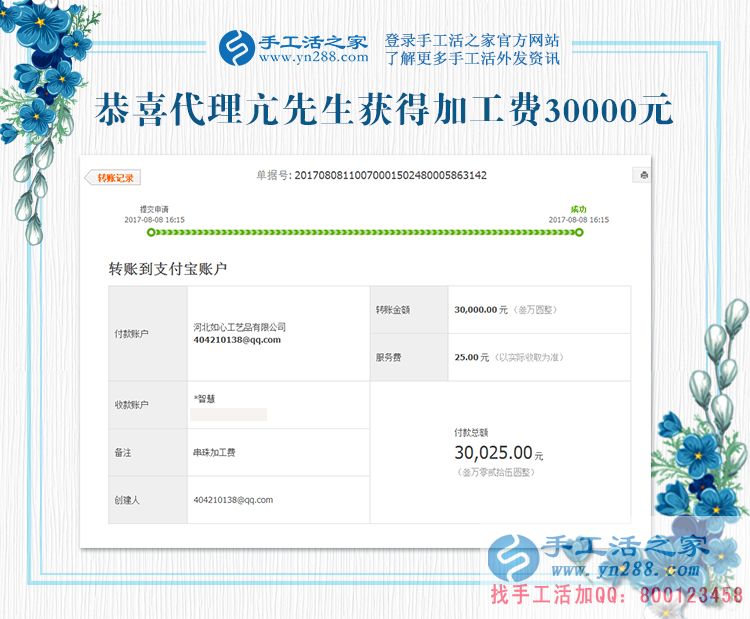 縣級(jí)代理亢先生又來交貨了，這次結(jié)算加工費(fèi)30000元，又創(chuàng)新高(圖1)