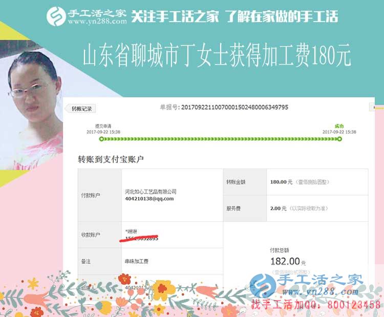 小店的生意好，手工活的收入高，山東聊城丁女士堅(jiān)持夜里做手工活賺錢(圖1)