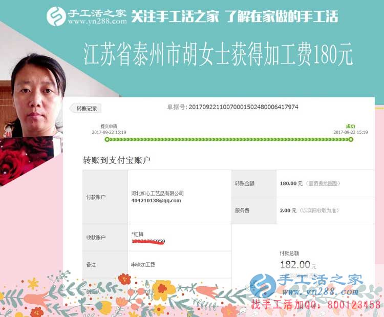 與丈夫一起還房貸，江蘇泰州家庭主婦胡女士堅持在家做手工活賺錢(圖1)