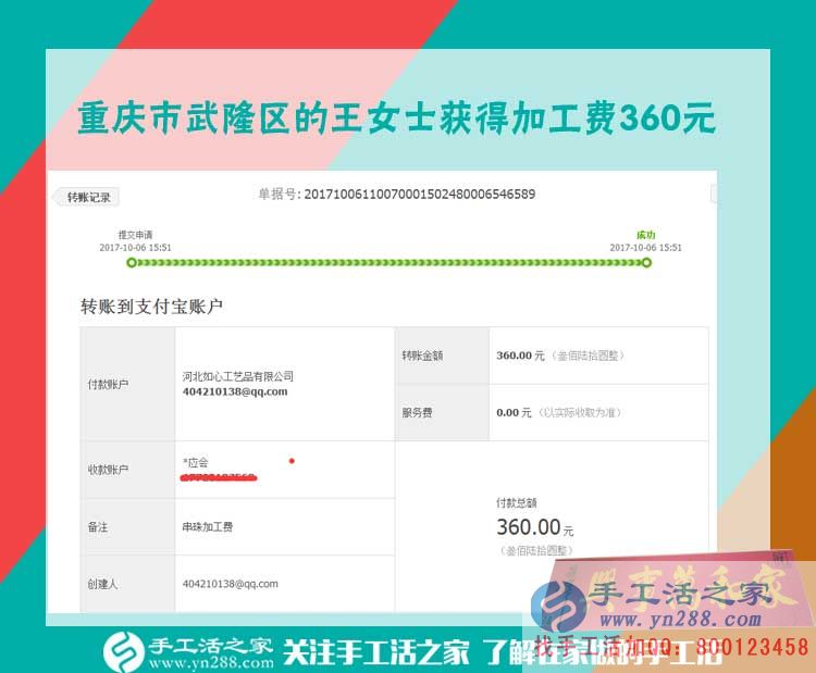 穩(wěn)賺不賠的好生意，重慶王女士在家做手工活又賺了一個360元(圖1)