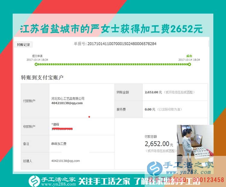 這次又得珠繡畫加工費2652元，口袋里有錢的江蘇鹽城嚴女士給孩子買！買！買！(圖1)