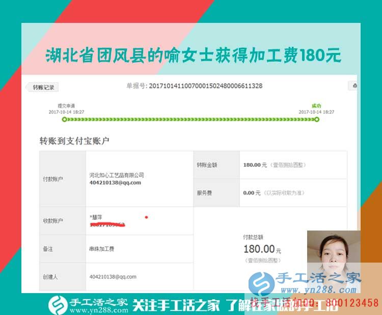 小護(hù)士休息時(shí)間長，湖北團(tuán)風(fēng)縣喻女士在家做珠繡手工活兼職賺錢(圖1)