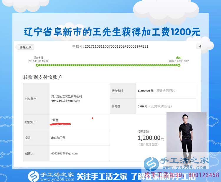 1200元，只是加工團(tuán)隊(duì)不斷加大后，遼寧阜新王先生每次加工費(fèi)結(jié)算的一部分(圖1)