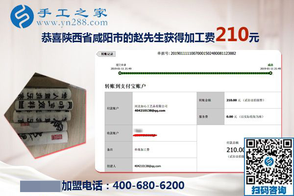 摸爬滾打后選擇手工之家，陜西咸陽(yáng)趙先生看好珠繡手工活加盟項(xiàng)目