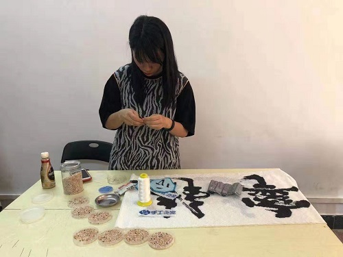 勵志珠珠繡串珠外發(fā)手工活在廣東！------記手工之家代理加工會員與當(dāng)?shù)卣餐M織聽障人士學(xué)習(xí)串珠手工技能