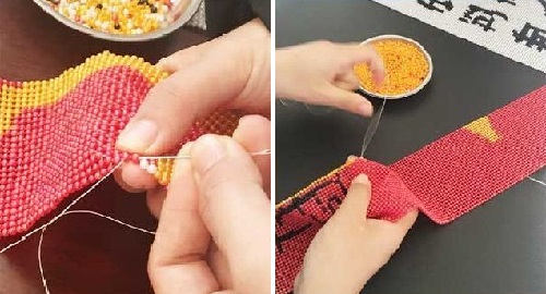 4月2日，在家做手工活掙錢，寄到家做的手工活，這個外發(fā)手工活的加工費如何結算？圖為勵志珠珠繡串珠手工產品剪影